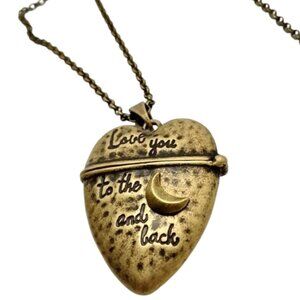 Bronze “Love You to the Moon and Back” Heart Pendant Necklace with Tassel Accent